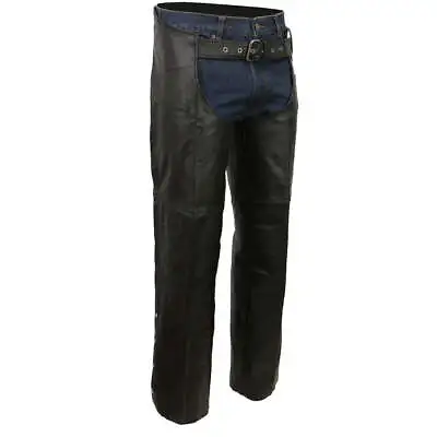 Event Biker EL1117BO Black Real Premium Leather Motorcycle Chaps For Men • $57.99