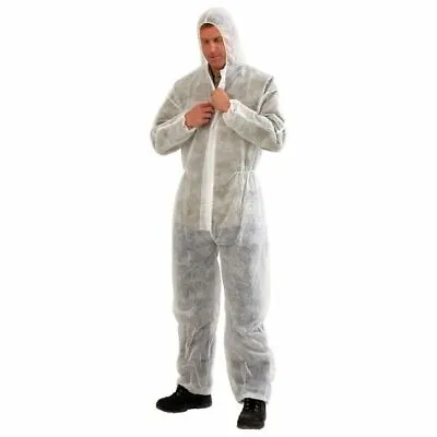 £4.95 • Buy Disposable Coveralls Overalls Hood Painters Protective Boiler Suit White XL 2XL