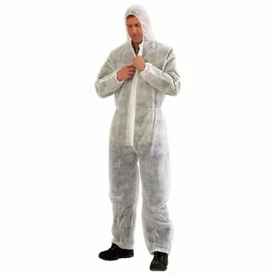 £4.95 • Buy Disposable Coveralls Overalls Hood Painters Protective Boiler Suit White XL 2XL