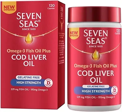 $14.92 • Buy Seven Seas High Strength Pure Cod Liver Oil Gelatine Free - 120 Capsules