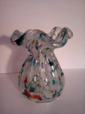 Vintage Murano Confetti Specked Vase. End Of Day Glass. Excellent Condition. #28 • $48.99