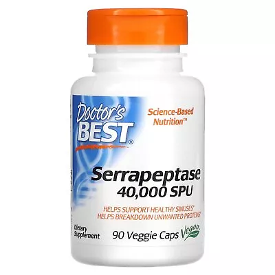 Doctor S Best Best Serrapeptase 40 000 SPU 90 Veggie Caps Gluten-Free Vegan • $18.14