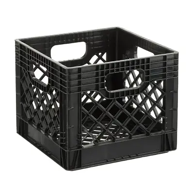 16QT Plastic Heavy-Duty Plastic Square Milk Crate Black • $10.65