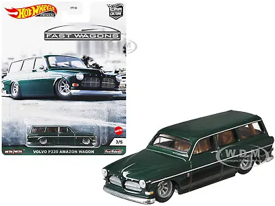 Volvo P220 Amazon Wagon Dark Green Diecast Model Car By Hot Wheels Grj64 • $8.99