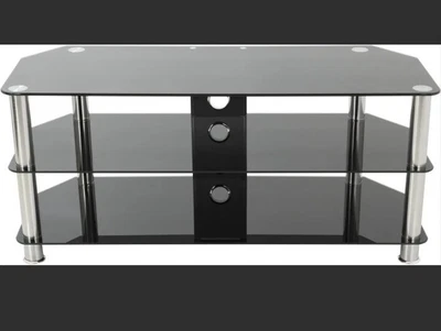 £10 • Buy Black Glass Corner 3 Three Shelf Tier TV Stand Unit Cabinet For Upto 50 Inch TVs