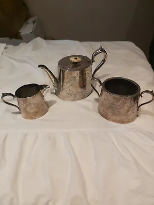 Antique Victorian Britannia Metal (epbm) Three-piece Tea Set England • £20