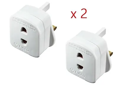 X2 Shaver  Adaptor Plug For UK 2 Pin To 3 Pin 1A Fuse  Toothbrush - White • £5.99