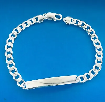 6mm MEN'S SOLID 925 STERLING SILVER CUBAN LINK ID BRACELET 8  9  Free Engraving • $80.99