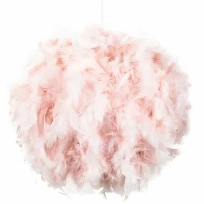 Contemporary And Unique Large Pink Real Feather Decorated Pendant Light Shade... • £37.95