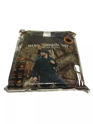 MOSSY OAK 2 Piece Top & Bottom Black Microfiber Fleece Thermal Set Men's 2XL NEW • $9.99
