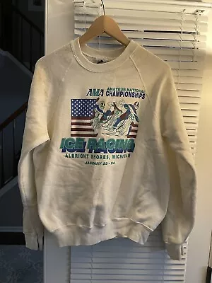 Vintage AMA Ice Racing Supercross Crewneck Sweatshirt 80’s Albright Shores L • $49.99