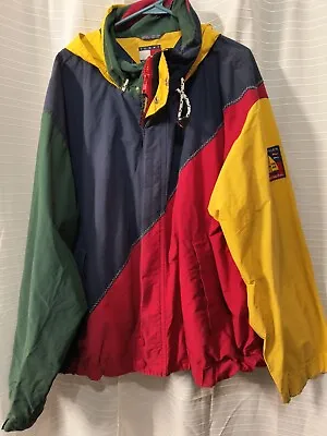 Vintage Tommy Hilfiger Hooded Sailing Gear Jacket Sz XXL • $80