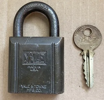 Antique Yale & Towne Padlock Brass Pin Tumbler Lock With Key • $14.99