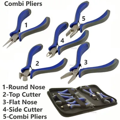 £4.49 • Buy Small Pliers Beading Jewellery Hobby Making Tools Kit Set Round Nose Flat Cutter