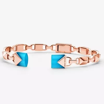 MICHAEL KORS 14K Rose Gold-Plated Sterling Silver Open Hinge Bangle MKC1008 $250 • $79.98