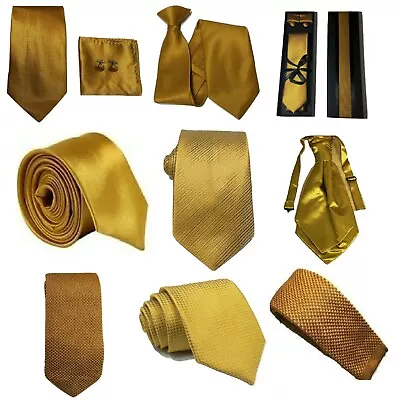 Golden Mustard Collection Woven Paisley Jacquard Knit Satin Tie Wedding Lot • £2.99