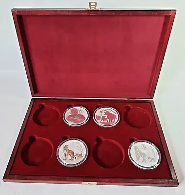 Presentation Wooden Case 8 Silver Gold Capsules Coins 5oz 70mm Storage Tray Box • £32.95