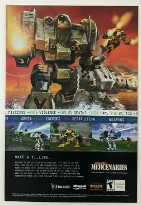 Mechwarrior Mercenaries Print Ad Game Poster Art PROMO Original PC FASA Advert • $9.99