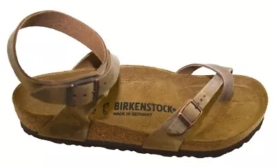 Birkenstock Yara Brown Waxy Leather Sandals Ankle Strap 36 5 5.5 Standard Width • $66.99