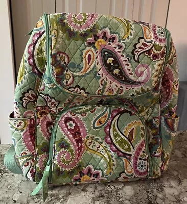 Vera Bradley Tutti Frutti Campus Backpack Green Paisley Travel Retired Pattern • $28.79