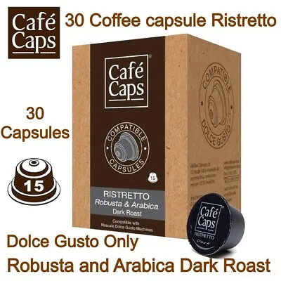 30 Ristretto Dark Roast Coffee Capsule Dolce Gusto Compatible - Cafe Caps • $29