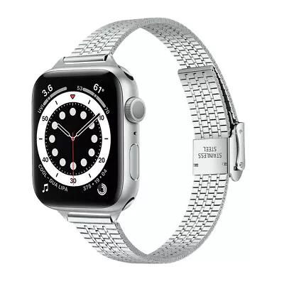 $12.99 • Buy Stainless Steel Watch Band Strap For Apple Watch 38/42/40 44mm SE 6 5 4 3 2 1