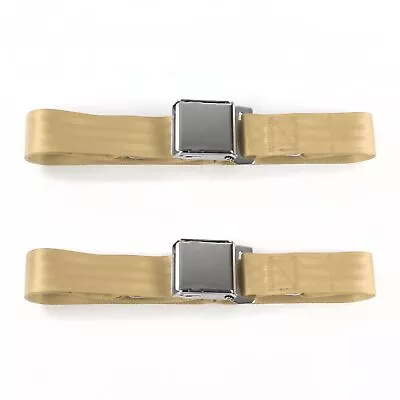 Chevy Bel Air 1955 - 1957 Airplane 2pt Tan Lap Bucket Seat Belt Kit - 2 Belts V8 • $62.14