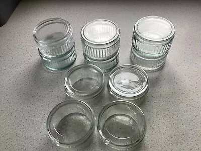 Ten Glass Ramekin Dishes With Plastic Lids • £10.50