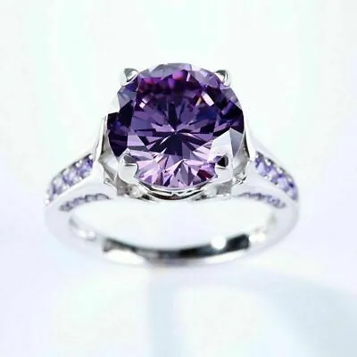 $84.69 • Buy 2.50Ct Round Amethyst Lab Created Engagement Ring 14K White Gold Plated Silver
