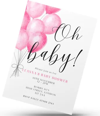 12 X Personalised Baby Shower Invitations Boy Or Girl Pink Or Blue Invites • £4.99