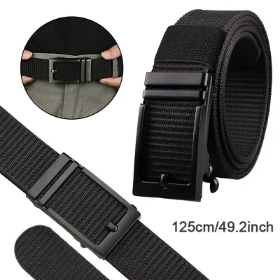 Mens Ratchet Belt Nylon Web Belts For With Automatic Slide Buckle Tactical Belt • $11.94