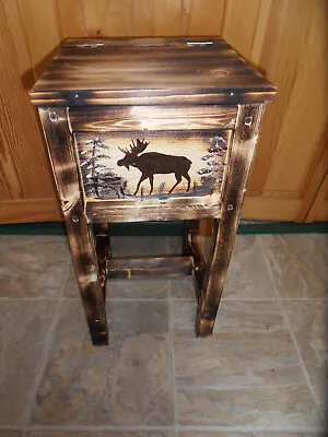 Moose Rustic Endtable Side Table Nightstand Solid Wood Handmade Handpainted • $130