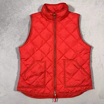 J Crew Vest Womens Extra Large Orange Down Quilted Full Zip Mock Neck Casual • $24.95