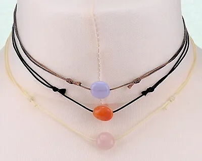 £3.99 • Buy Natural Quartz Crystal Healing Gemstone Pendant Cord Choker Necklace