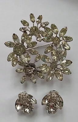 Eisenberg Rhinestone Deni Set Brooch Earrings Gorgeous! • $79