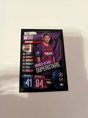 Topps Match Attax UCL 2019/20 Lionel Messi World Class Superstars Card WCU12 • £2.70