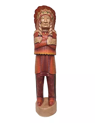 5' Huge Wooden Cigar Store Indian Chief Warrior Western Statue Native American A • $729.79