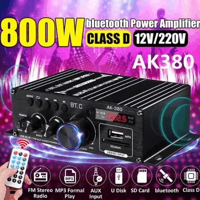 400W 12V HiFi Bluetooth Digital Power Amplifier Mini Stereo Audio Amp Car Home • £18.92