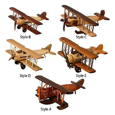 Handcraft Aircraft Model Vintage Airplane Decor Collectible Plane Wooden Biplane • $17.85