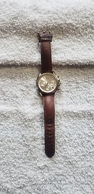 Michael Kors Women’s Mini Bradshaw Gold/Silver MK2301 Brown Leather Strap Watch • $22.50