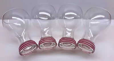 KITCHEN ~ RETRO FIESTAWARE ~ (4) PINK / ROSE Banded Bulbous Drinking Glasses • $38.88