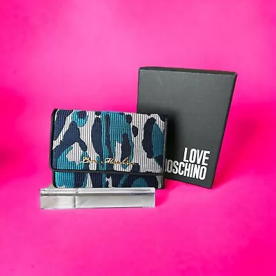 Love Moschino Wallet Leopard Blue Velvet Fabric • $50