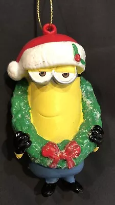 Despicable Me Minion Kevin Wearing A Wreath Christmas Ornament Holiday 3.5” • $6.99