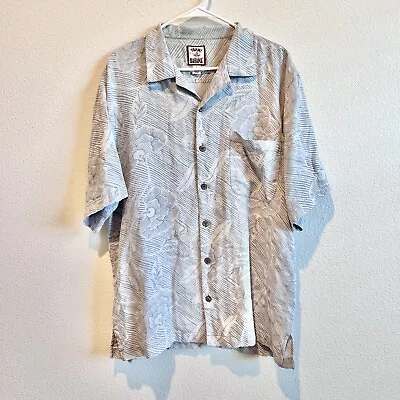 Tommy Bahama Hawaiian Button Down Shirt Blue Tropical 100% Silk Mens Size Large • $16