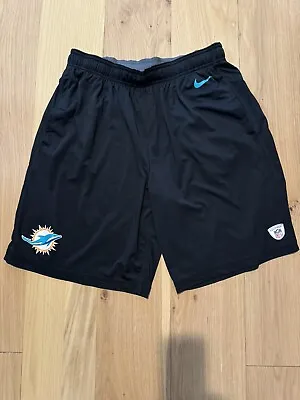 **MIAMI DOLPHINS SHORTS~NIKE DRI FIT MENS L-ELASTIC WAIST NFL Equipment Training • $45