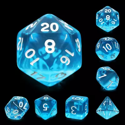 NEW RPG Dice Set Of 7 - Gem Azure D4 D6 D8 D10 D12 D20 D00-90 • $7.19