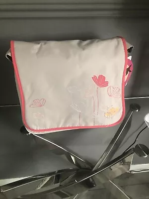 £11.99 • Buy Lassig Messenger Baby Changing Bag With Poppy Design(Sand With Pink Trim )New