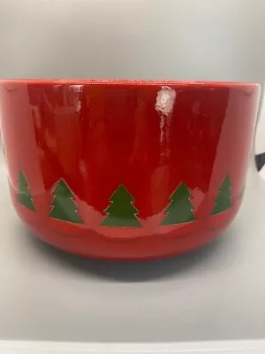 Waechtersbach Serving Bowl Red Green Christmas Tree Border Germany 5 X 8 Dish • $50