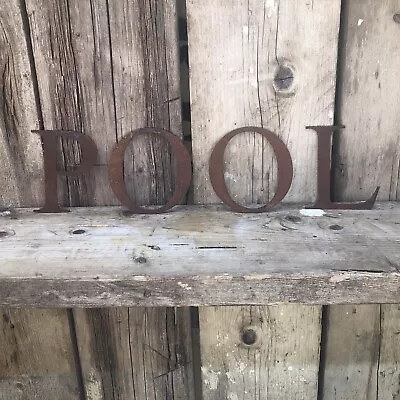 £25.20 • Buy Rustic 5” Classic Font POOL Letters Sign Rusty Metal Word Swimming Spa Hot Tub