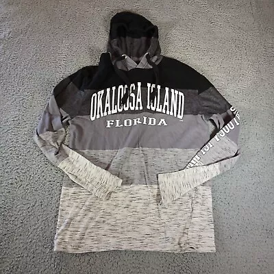 Okaloosa Island Florida Shirt Mens Medium Black Gray Hooded Long Sleeve • $16.45